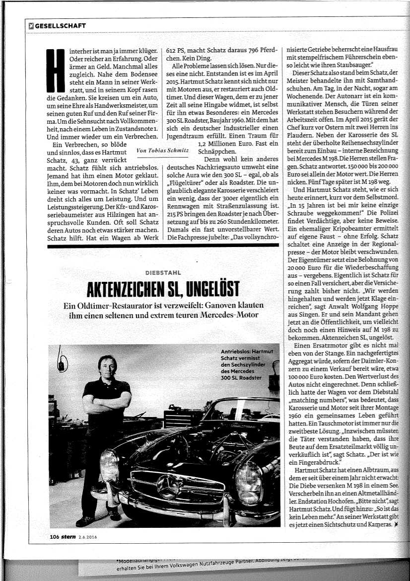 Artikel „Aktenzeichen SL, ungelöst" aus dem stern vom 2.6.2016