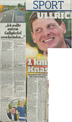Zeitungsartikel: Jan Ullrich wollte unterm Gullydeckel verschwinden